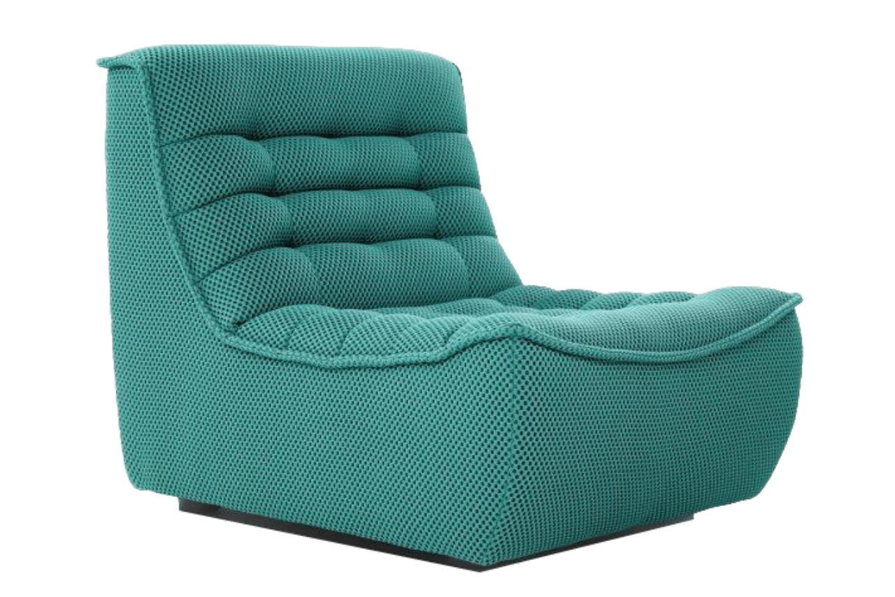 Teal upholstered lounge chair